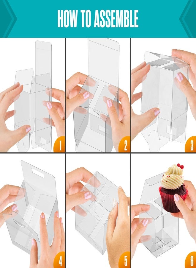 Houseables Clear Boxes for Treats, Clear Treat Boxes, Party Favor Containers, Plastic Gift Containers, 3x3x3, 50 Pack, Cajas Transparentes para Regalos, Transparent Packaging, for Gifts, Candy, Cookie - Image 5